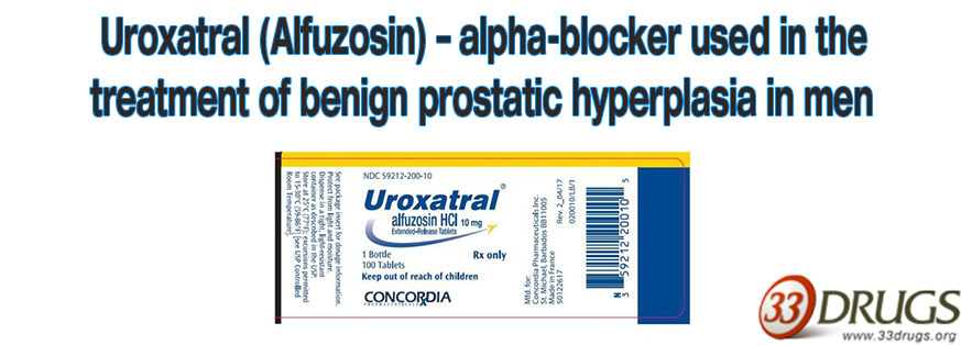 Uroxatral is an alpha-blocker. It is used in the treatment of benign prostatic hyperplasia in men with an enlarged prostate.